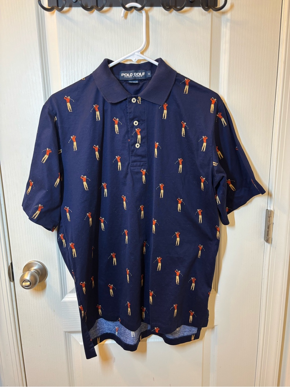 Vintage polo golf Ralph Lauren Mens small golfer print polo shirt 100% cotton